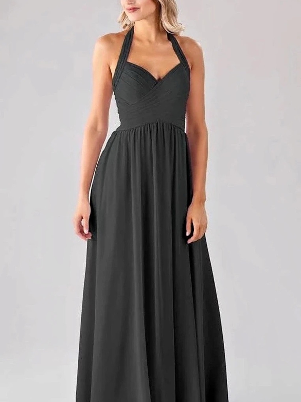 Kennedy Blue Ginger A-Line Halter Maxi Dress in Black Like New